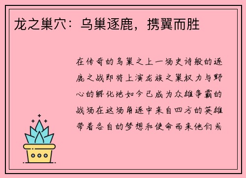 龙之巢穴：乌巢逐鹿，携翼而胜